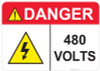 53-434 OSHA DANGER Sign: Danger 480 Volts -. Available in vinyl label, aluminum sign, and reflective options. OSHA compliant safety signage.