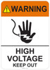 55-701 OSHA WARNING Sign: Warning High Voltage Keep Out -. Available in vinyl label, aluminum sign, and reflective options. OSHA compliant safety signage.