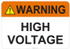 55-707 OSHA WARNING Sign: Warning High Voltage. Available in vinyl label, aluminum sign, and reflective options. OSHA compliant safety signage.