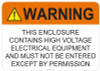 55-710 OSHA WARNING Sign: Warning High Voltage. Available in vinyl label, aluminum sign, and reflective options. OSHA compliant safety signage.