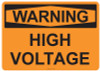 55-507 OSHA WARNING Sign: Warning High Voltage. Available in vinyl label, aluminum sign, and reflective options. OSHA compliant safety signage.