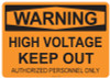 Warning High Voltage, #53-508 thru 70-508
