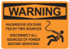 53-526 OSHA WARNING Sign: Warning Hazardous Voltage. Available in vinyl label, aluminum sign, and reflective options. OSHA compliant safety signage.