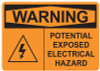 55-534 OSHA WARNING Sign: Warning Electrical Hazard. Available in vinyl label, aluminum sign, and reflective options. OSHA compliant safety signage.