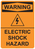 53-544 OSHA WARNING Sign: Warning Electric Shock Hazard. Available in vinyl label, aluminum sign, and reflective options. OSHA compliant safety signage.