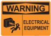 55-548 OSHA WARNING Sign: Warning Electrical Equipment. Available in vinyl label, aluminum sign, and reflective options. OSHA compliant safety signage.