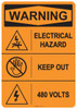 53-614 OSHA WARNING Sign: Warning Electrical Hazard. Available in vinyl label, aluminum sign, and reflective options. OSHA compliant safety signage.