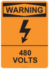55-619 OSHA WARNING Sign: Warning 480 Volts. Available in vinyl label, aluminum sign, and reflective options. OSHA compliant safety signage.