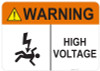 55-717 OSHA WARNING Sign: Warning High Voltage. Available in vinyl label, aluminum sign, and reflective options. OSHA compliant safety signage.