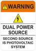 55-731 OSHA WARNING Sign: Warning Dual Power Source. Available in vinyl label, aluminum sign, and reflective options. OSHA compliant safety signage.