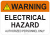 53-732 OSHA WARNING Sign: Warning Electrical Hazard. Available in vinyl label, aluminum sign, and reflective options. OSHA compliant safety signage.