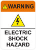 53-744 OSHA WARNING Sign: Warning Electric Shock Hazard. Available in vinyl label, aluminum sign, and reflective options. OSHA compliant safety signage.