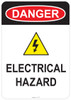53-137 OSHA DANGER Sign: Danger Hazardous Voltage. Available in vinyl label, aluminum sign, and reflective options. OSHA compliant safety signage.