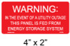 WARNING IN THE EVENT OF A UTILITY OUTAGE THIS LABEL