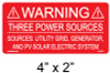 WARNING THREE POWER SOURCES SOURCES UTILITY GRID LABEL