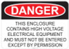 55-110 OSHA DANGER Sign: Danger High Voltage. Available in vinyl label, aluminum sign, and reflective options. OSHA compliant safety signage.