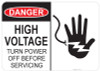 Danger High Voltage, Turn Power off before Servicing, Shocked Hand #53-116 thru 70-116