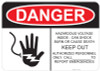 53-127 OSHA DANGER Sign: Danger Hazardous Voltage, Fed by two sources.... Available in vinyl label, aluminum sign, and reflective options. OSHA compliant safety signage.