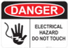 55-133 OSHA DANGER Sign: Danger - Electrical Hazard - Do Not Touch. Available in vinyl label, aluminum sign, and reflective options. OSHA compliant safety signage.