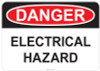 55-135 OSHA DANGER Sign: Danger - Electrical Hazard. Available in vinyl label, aluminum sign, and reflective options. OSHA compliant safety signage.