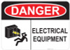 53-148 OSHA DANGER Sign: Danger Electric Equipment -. Available in vinyl label, aluminum sign, and reflective options. OSHA compliant safety signage.