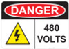 55-234 OSHA DANGER Sign: Danger 480 Volts -. Available in vinyl label, aluminum sign, and reflective options. OSHA compliant safety signage.