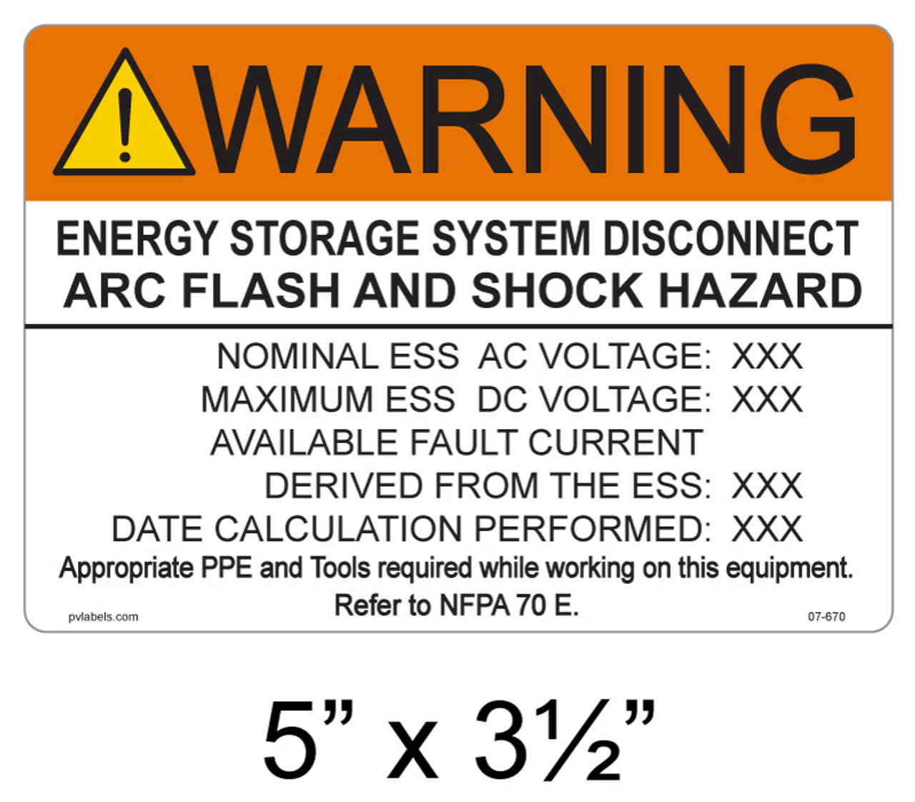 03-512 | SOLAR LABEL - ENERGY STORAGE SYSTEM DISCONNECT- NEC 2020