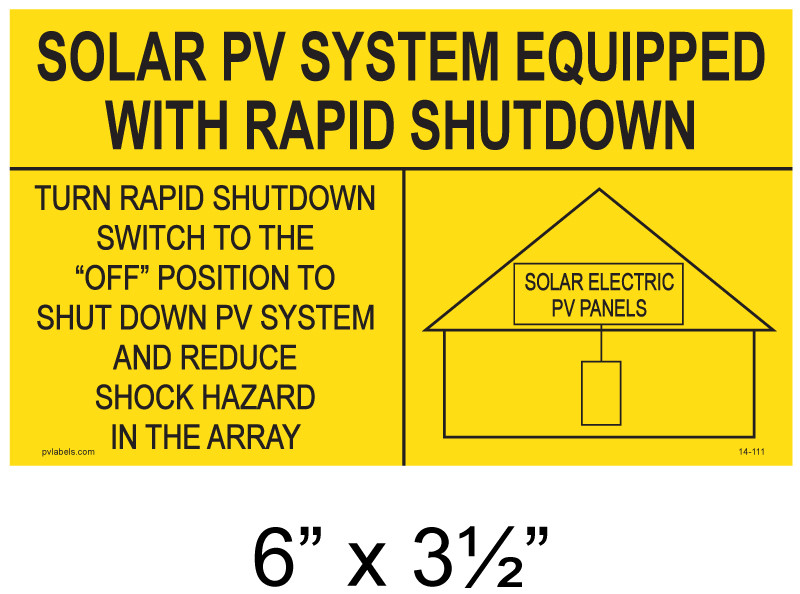 14-111 | SOLAR PLACARD - (YELLOW) SOLAR PV SYSTEM | PV LABELS