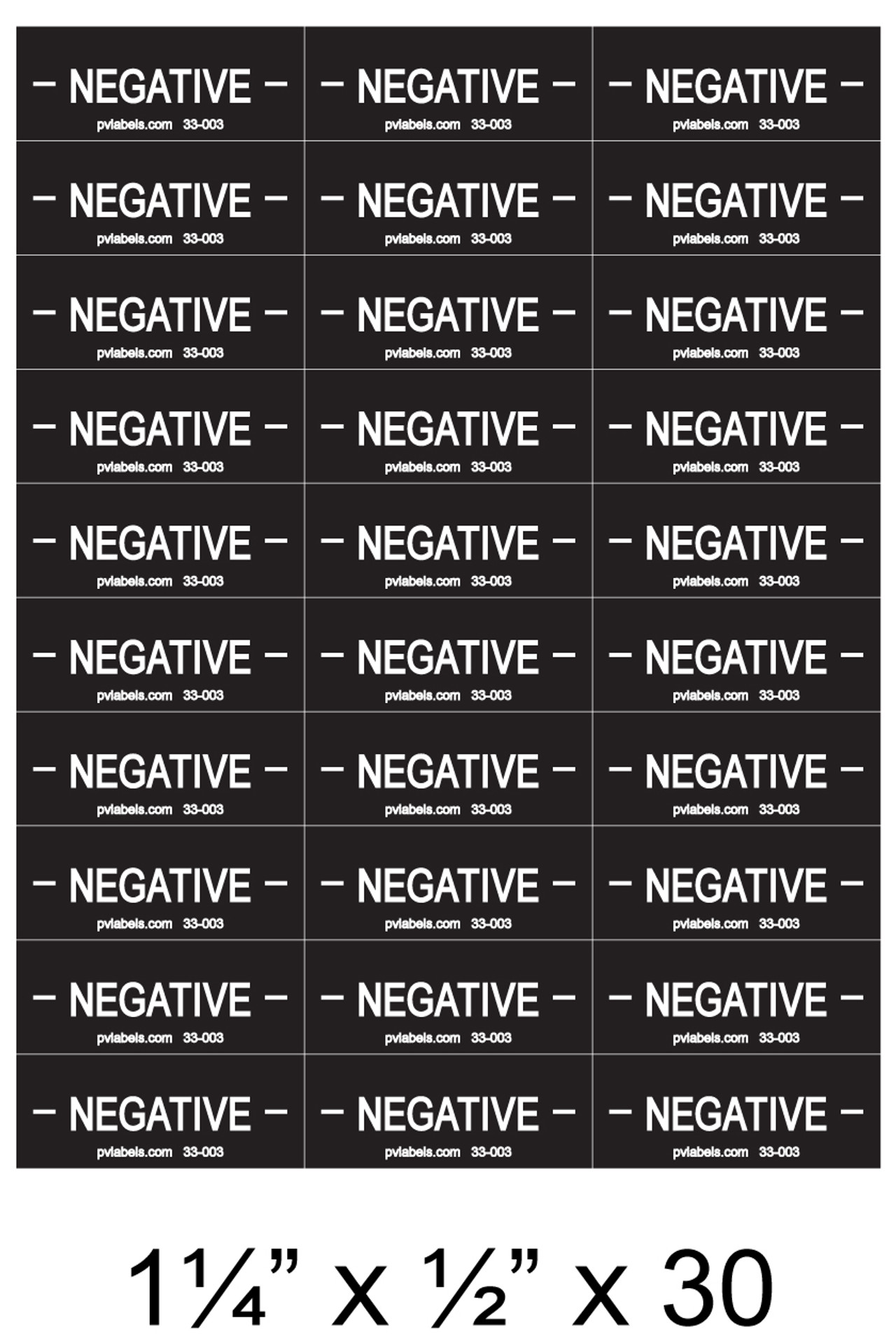 33-004, NEGATIVE IDENTIFICATION LABEL SHEET