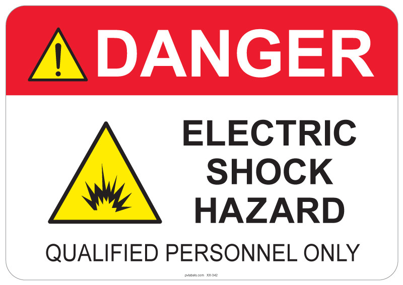 OSHA DANGER: Electric Shock Hazard | PV Labels 55-342