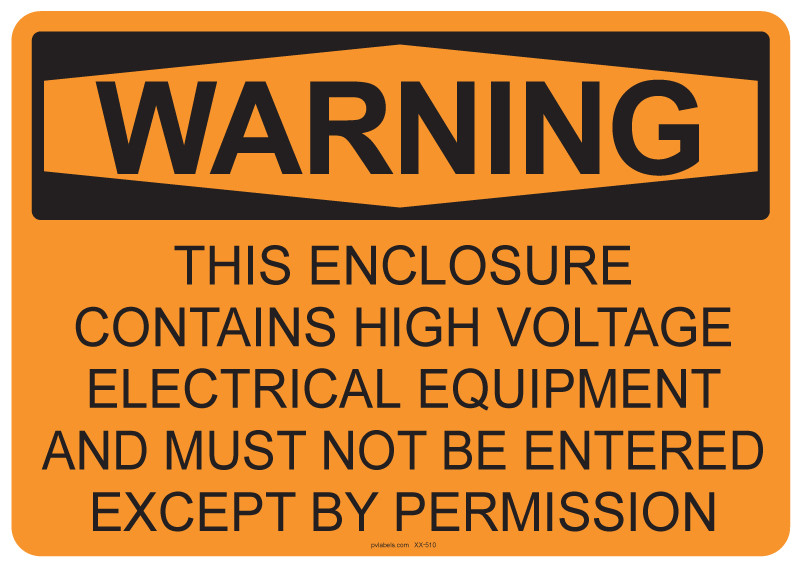 OSHA WARNING: This Enclosure Contains | PV Labels 55-510