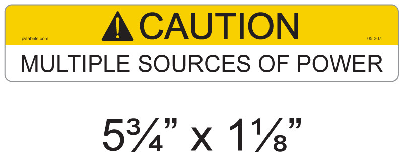 Caution Multiple Sources Of Power | PV Labels 05-307