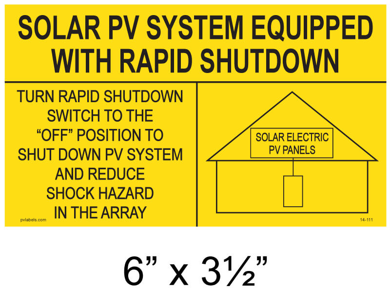 ポスター RT-149553 Solar PV System Equipped With Rapid Shutdown T | PV Labels 14-111