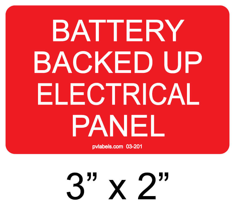 BATTERY BACKED UP ELECTRICAL PANEL (03-201) LABEL