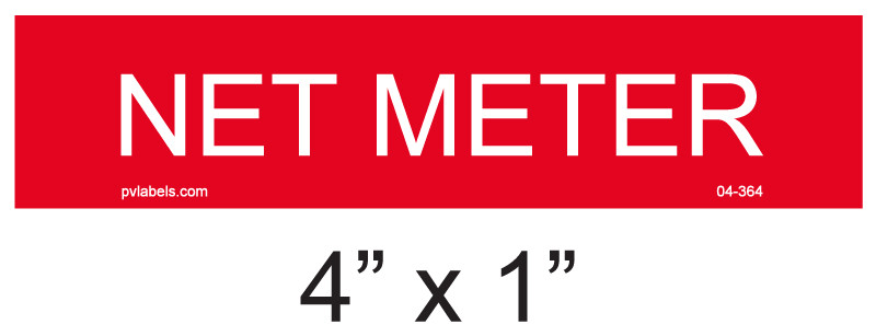 04-364 | SOLAR PLACARD - NET METER NEC | PV LABELS