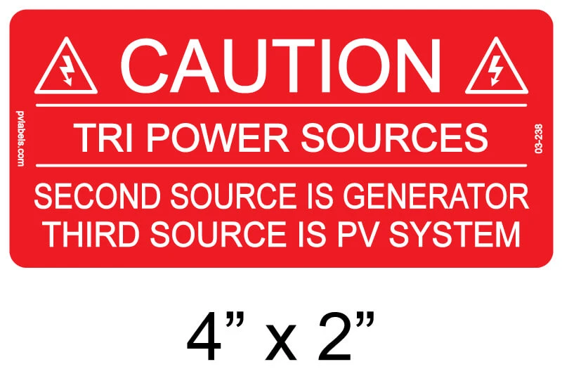 Caution Tri Power Sources Second Source Is Generator Third Source Is PV ...