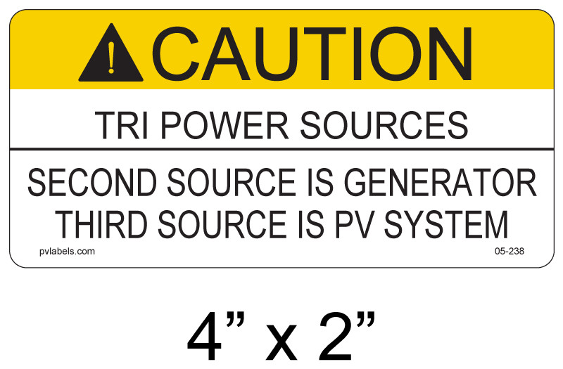 Caution Tri Power Sources Second Source Is Generator Third Source Is PV ...