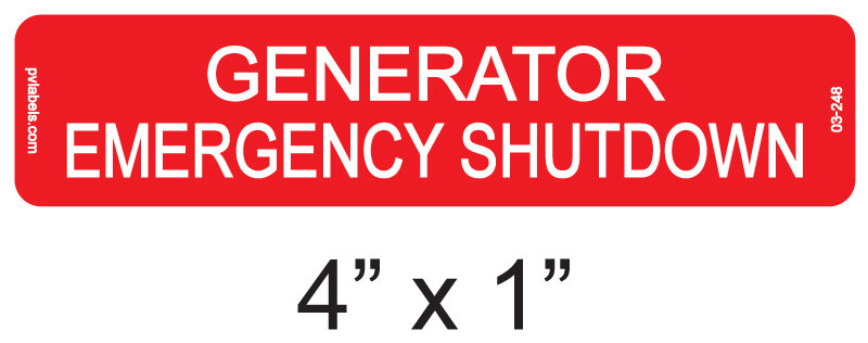 Generator Emergency Shutdown | PV Labels 03-248
