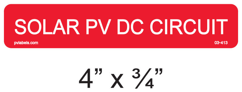Solar PV DC Circuit | PV Labels 03-413