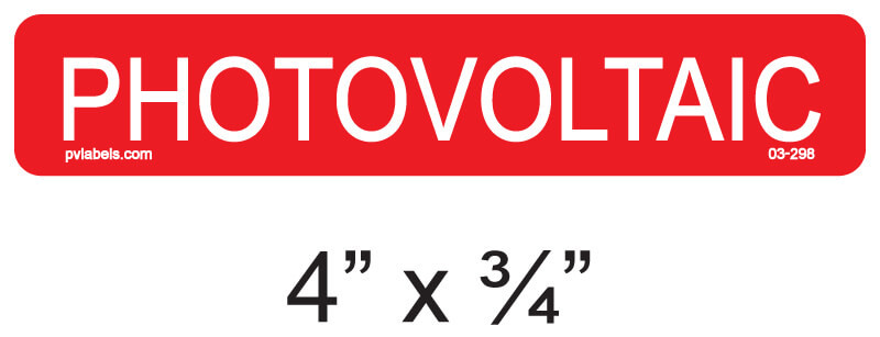 Photovoltaic | PV Labels 03-298