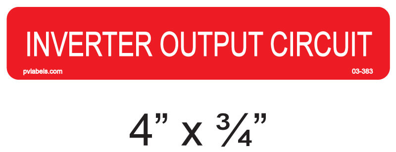 Inverter Output Circuit | PV Labels 03-383