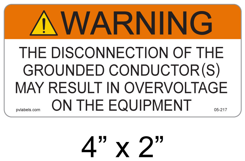 05-217 | SOLAR LABEL - WARNING - THE DISCONNECTION NEC 2017 690.31