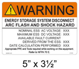 03-600, SOLAR CUSTOM LABEL - ESS MFG. - RATED NEC 2020 706.4