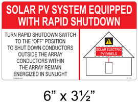 Solar Sign - SOLAR PV SYSTEM EQUIPPED WITH RAPID SHUTDOWN - Item #07-113