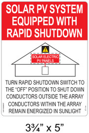 Solar Sign - SOLAR PV SYSTEM EQUIPPED WITH RAPID SHUTDOWN - Item #07-114