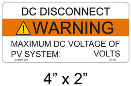 DC Disconnect Warning Label - write in - Item #05-234