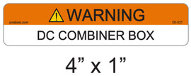 Warning DC Combiner Box Label - Item 05-337