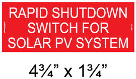 Rapid Shutdown Switch for Solar PV System - Placard - Item #04-316