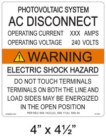 Warning Electric Shock Hazard - .040 Aluminum - Item #07-681