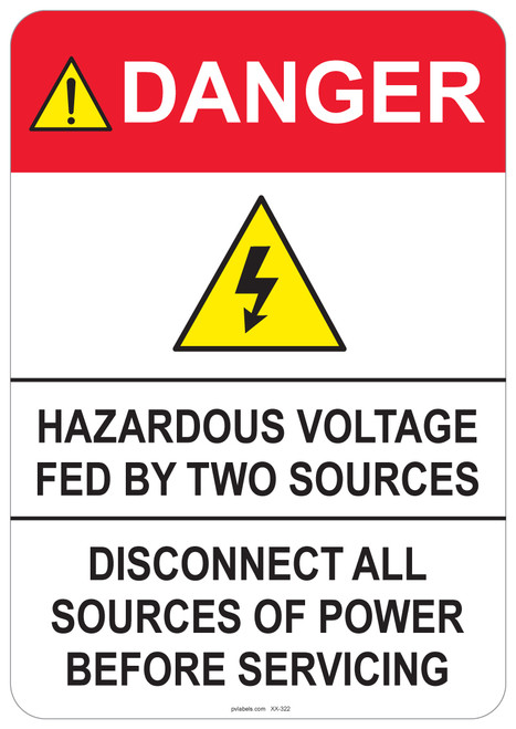 53-322 OSHA DANGER Sign: Danger Hazardous Voltage. Available in vinyl label, aluminum sign, and reflective options. OSHA compliant safety signage.